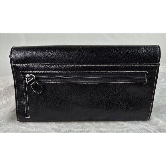 Liz Claiborne Black Leather Tri- Fold Check Book Style Wallet - Picture 3 of 8